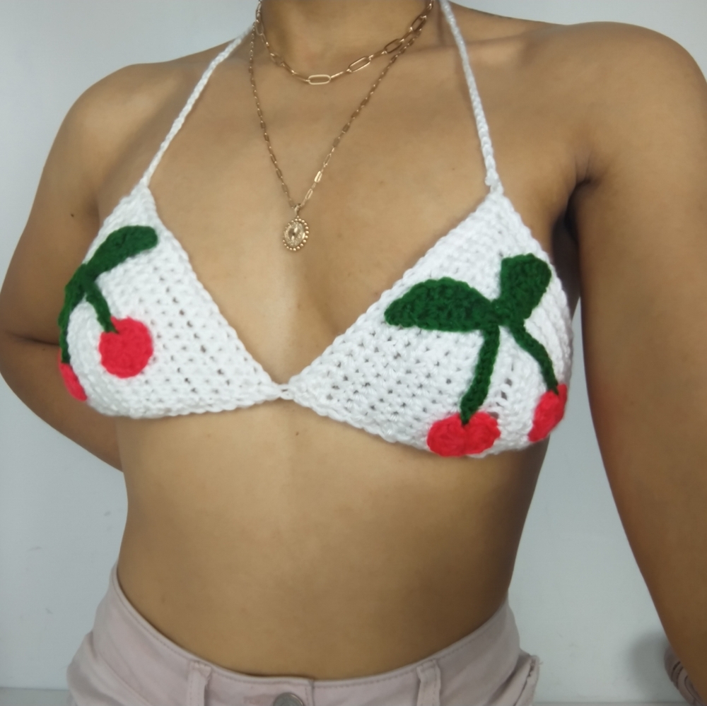 Crochet Bikini Cherry Top